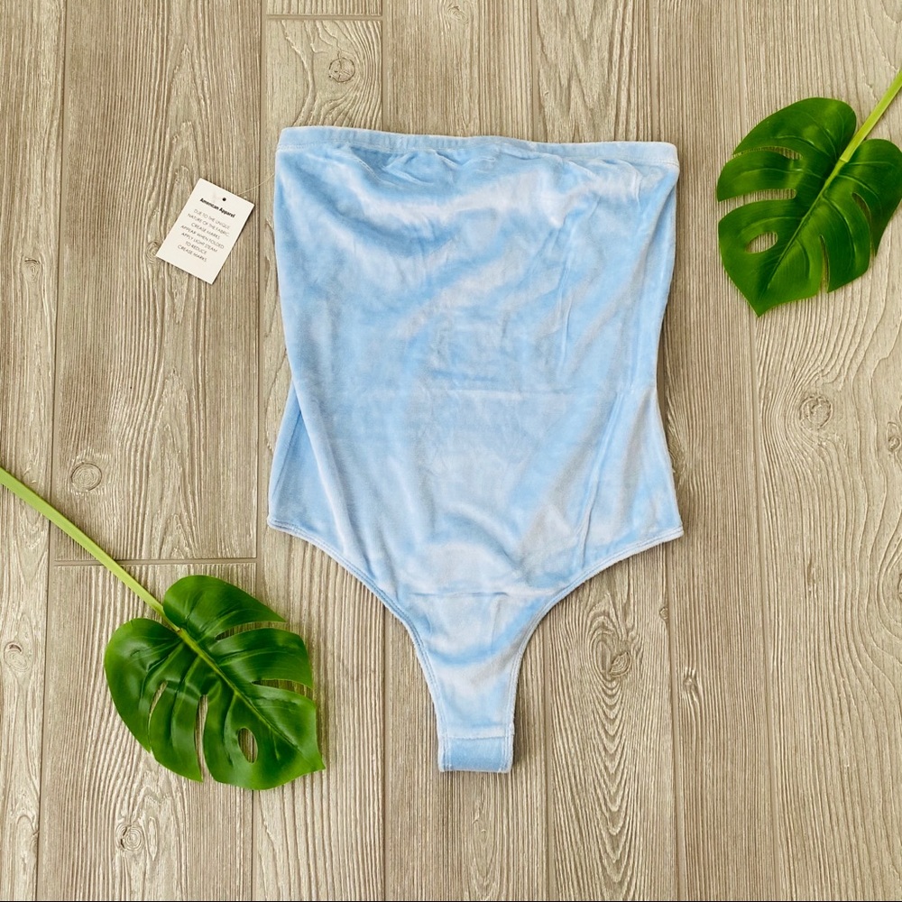 American Apparel icey blue velour bodysuit